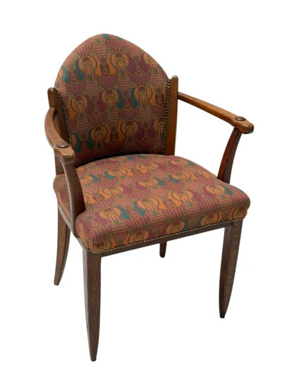 Art Deco Armchair by Paul Bromberg, Solid Oak, Re-Upholstered, 1920s